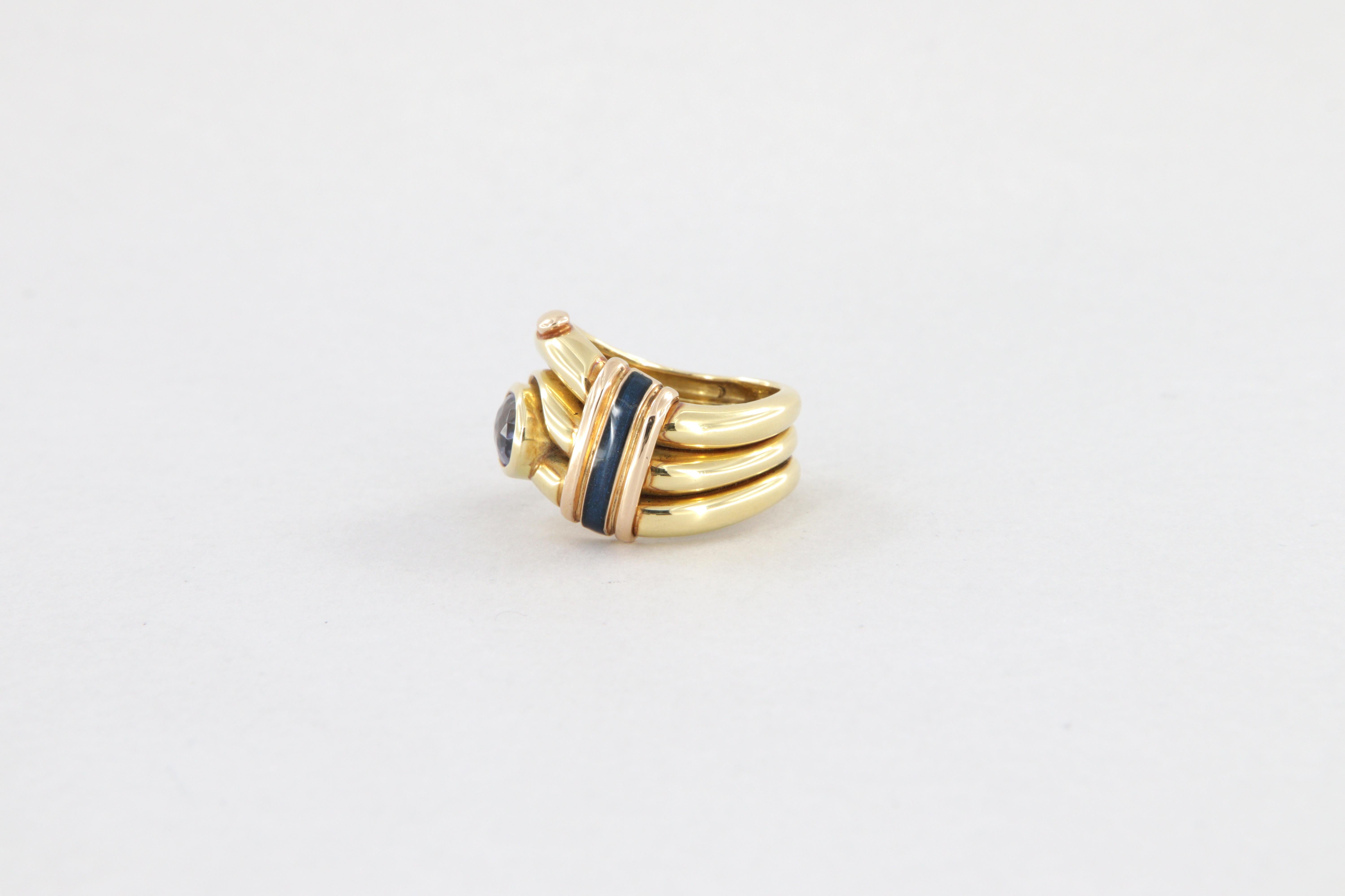 Moderno Anello La Nouvelle Bague oro smalto e iolite in vendita