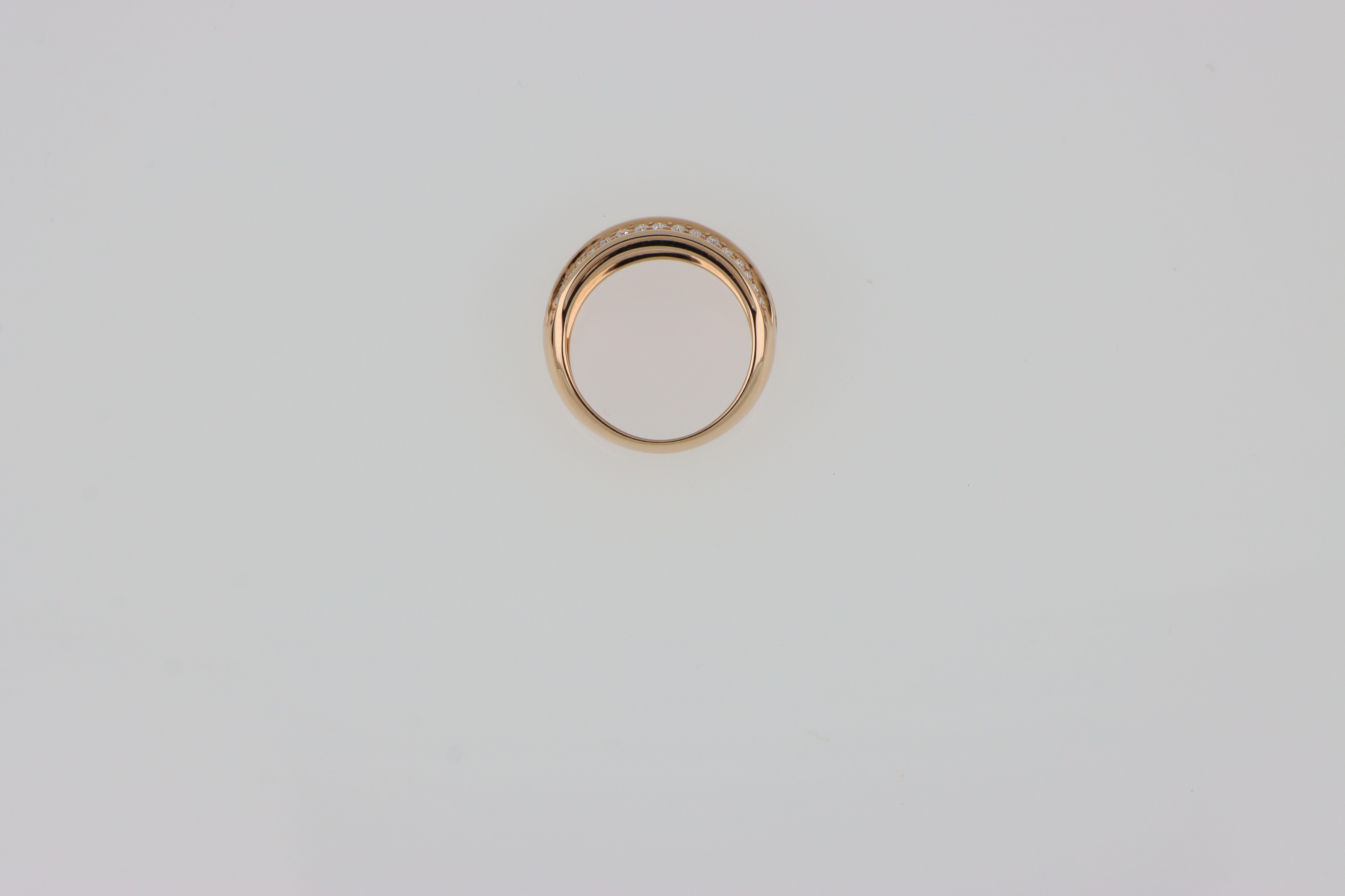 Breiter Bandring Dreireihig Rose Gold Weiß und Braun Diamanten 0,98 ct für Damen oder Herren im Angebot