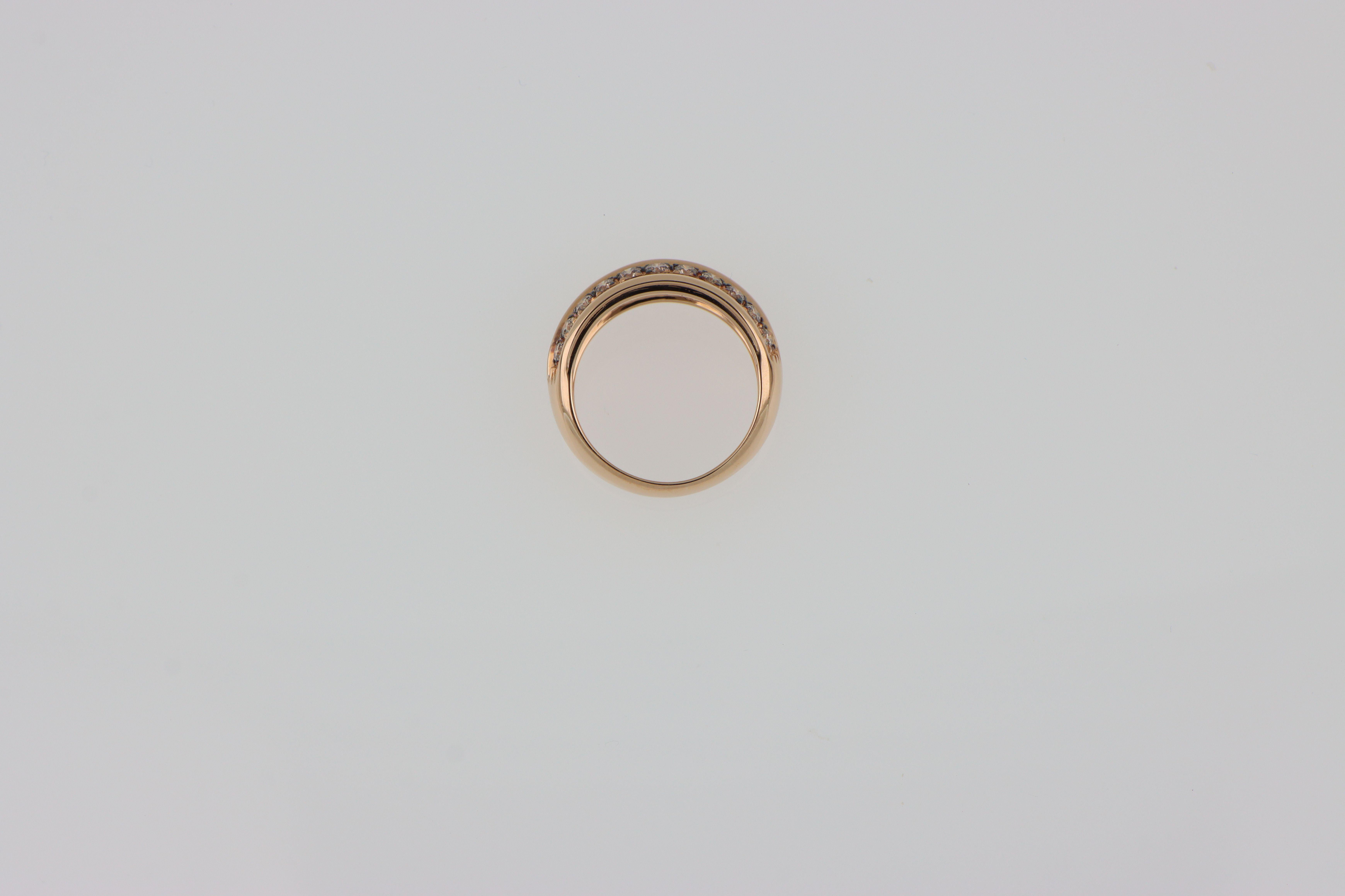 Breiter Bandring Dreireihig Rose Gold Weiß und Braun Diamanten 0,98 ct im Angebot 1