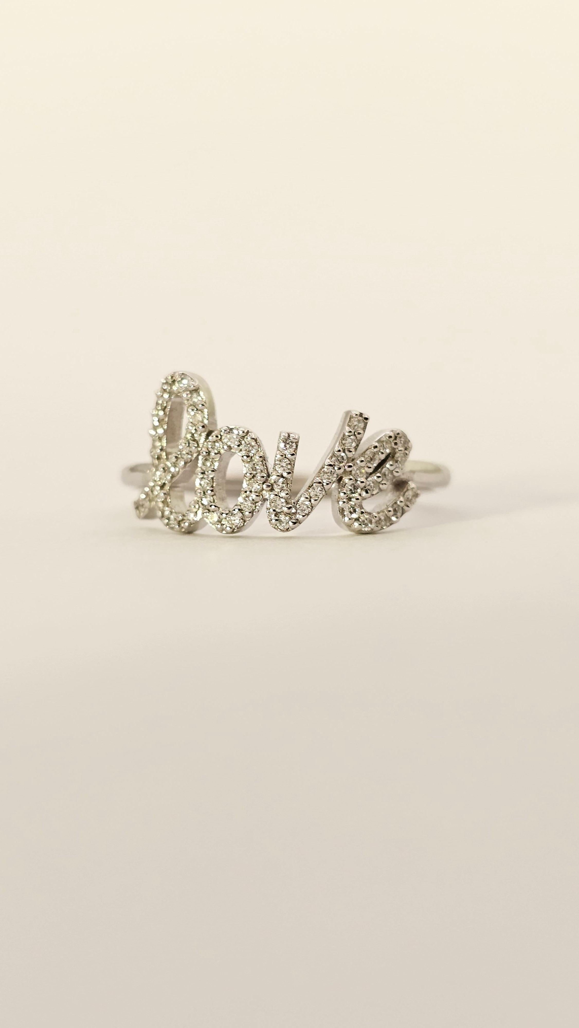 Contemporary LOVE Ring in White Gold and Diamonds