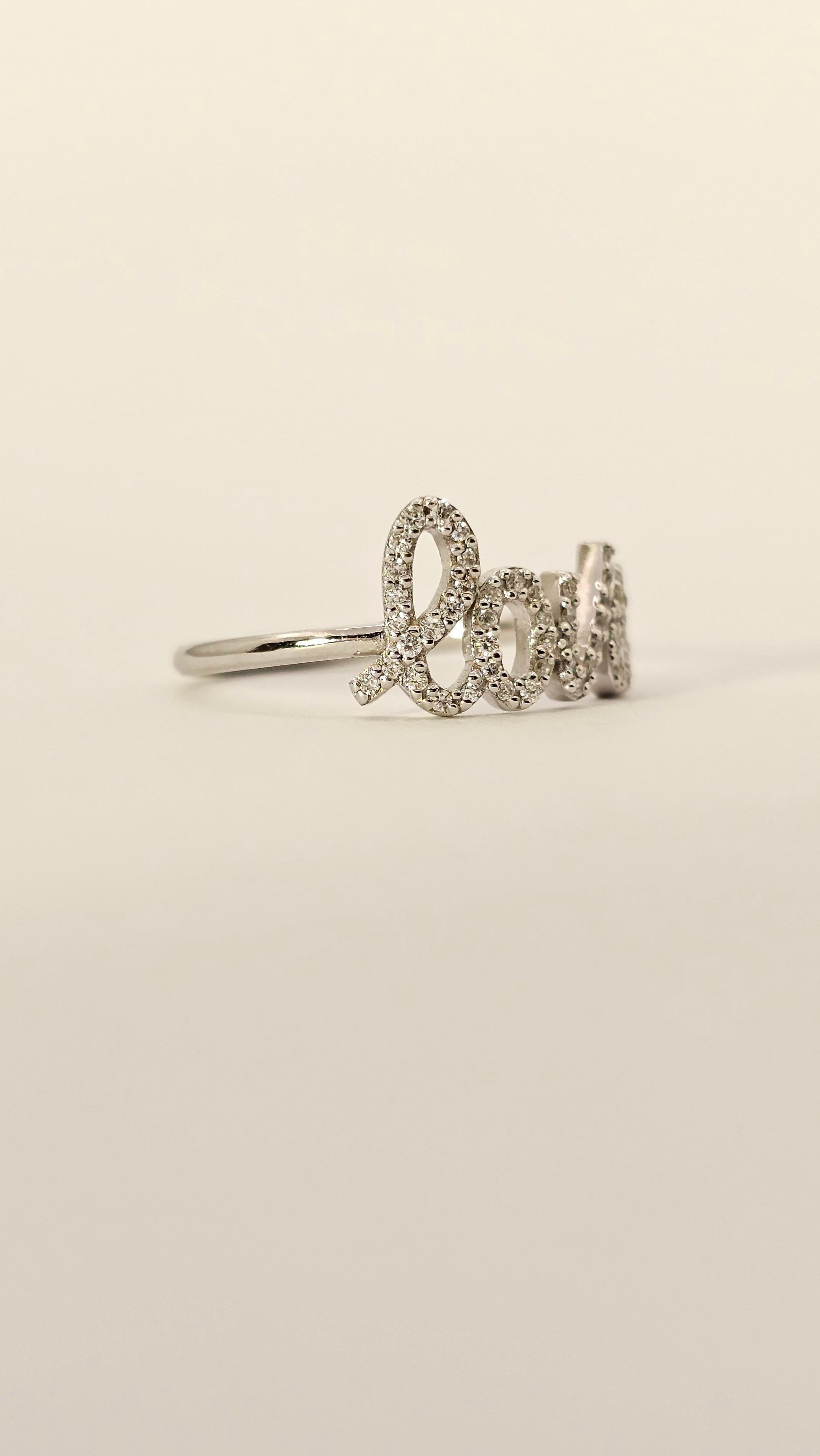 Brilliant Cut LOVE Ring in White Gold and Diamonds