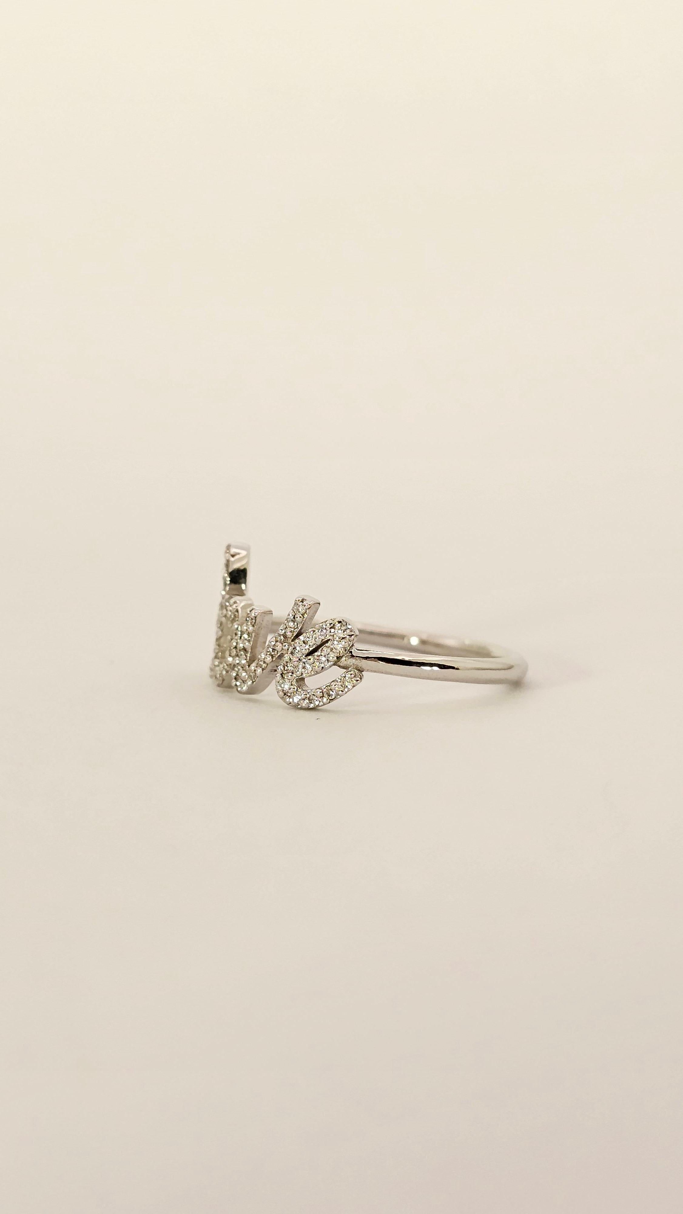 Women's or Men's LOVE Ring in White Gold and Diamonds