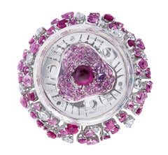 Jellyfish ring in 18Kt gold diamonds sapphires rubies rock crystal