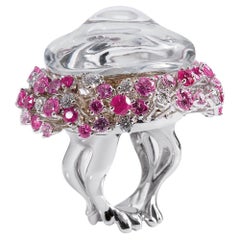 Quallenring aus 18Kt Gold Diamanten Saphire Rubine Bergkristall