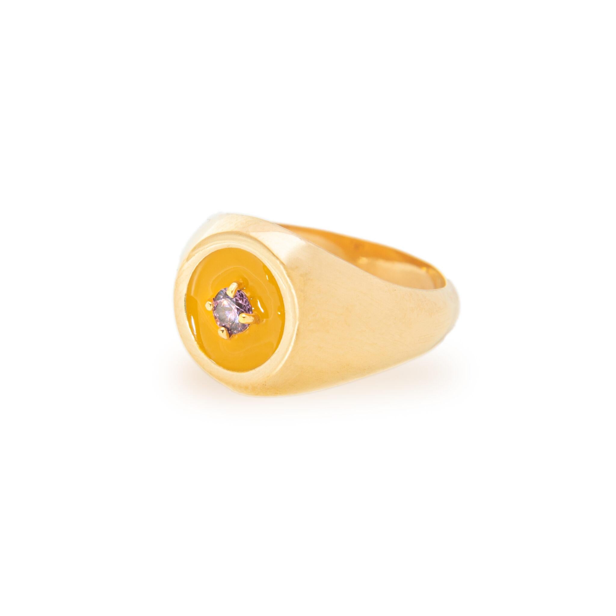 For Sale:  Yellow Enameled Mini Chevalier Ring 2