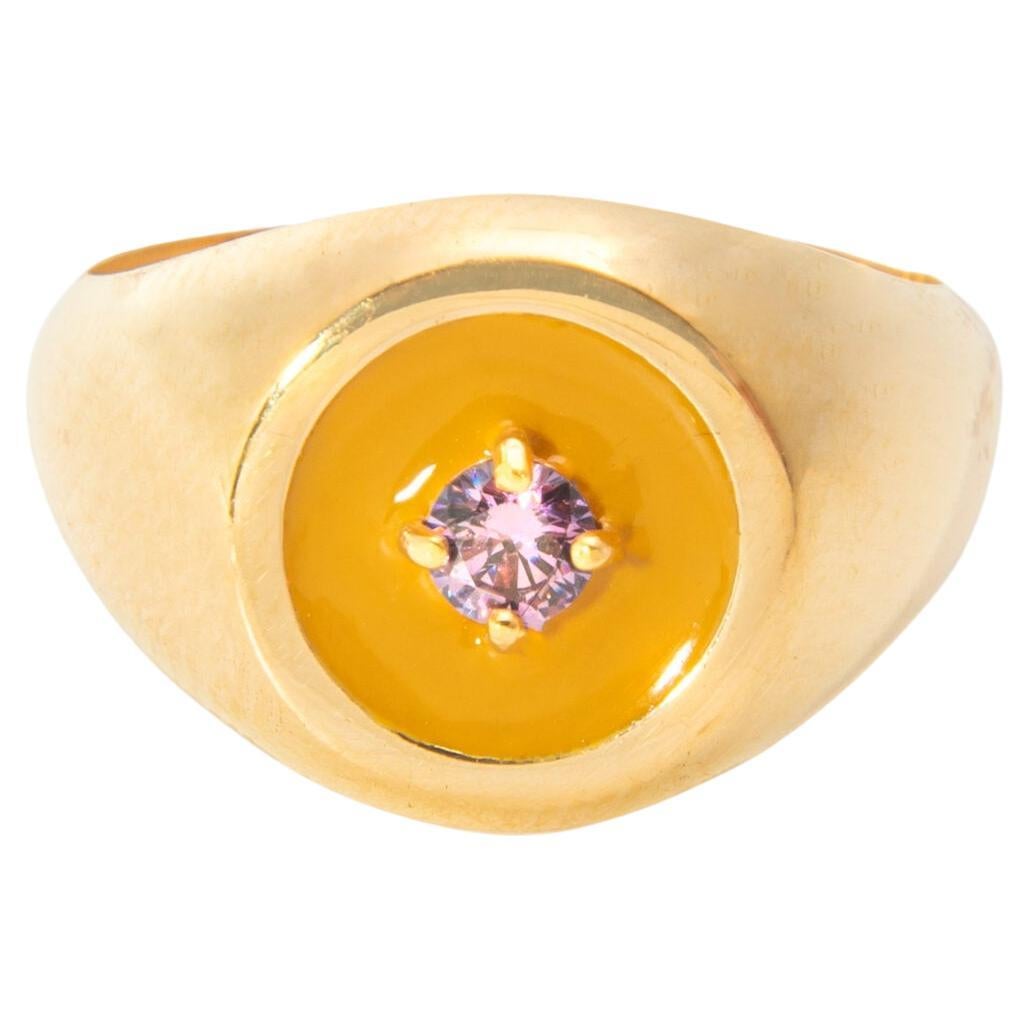 For Sale:  Yellow Enameled Mini Chevalier Ring