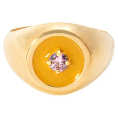 Yellow Enameled Mini Chevalier Ring