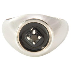Black Enameled Mini Chevalier Ring