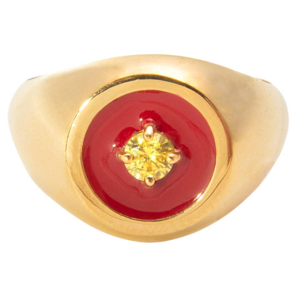 Red Enameled Mini Chevalier Ring For Sale