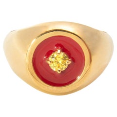 Red Enameled Mini Chevalier Ring