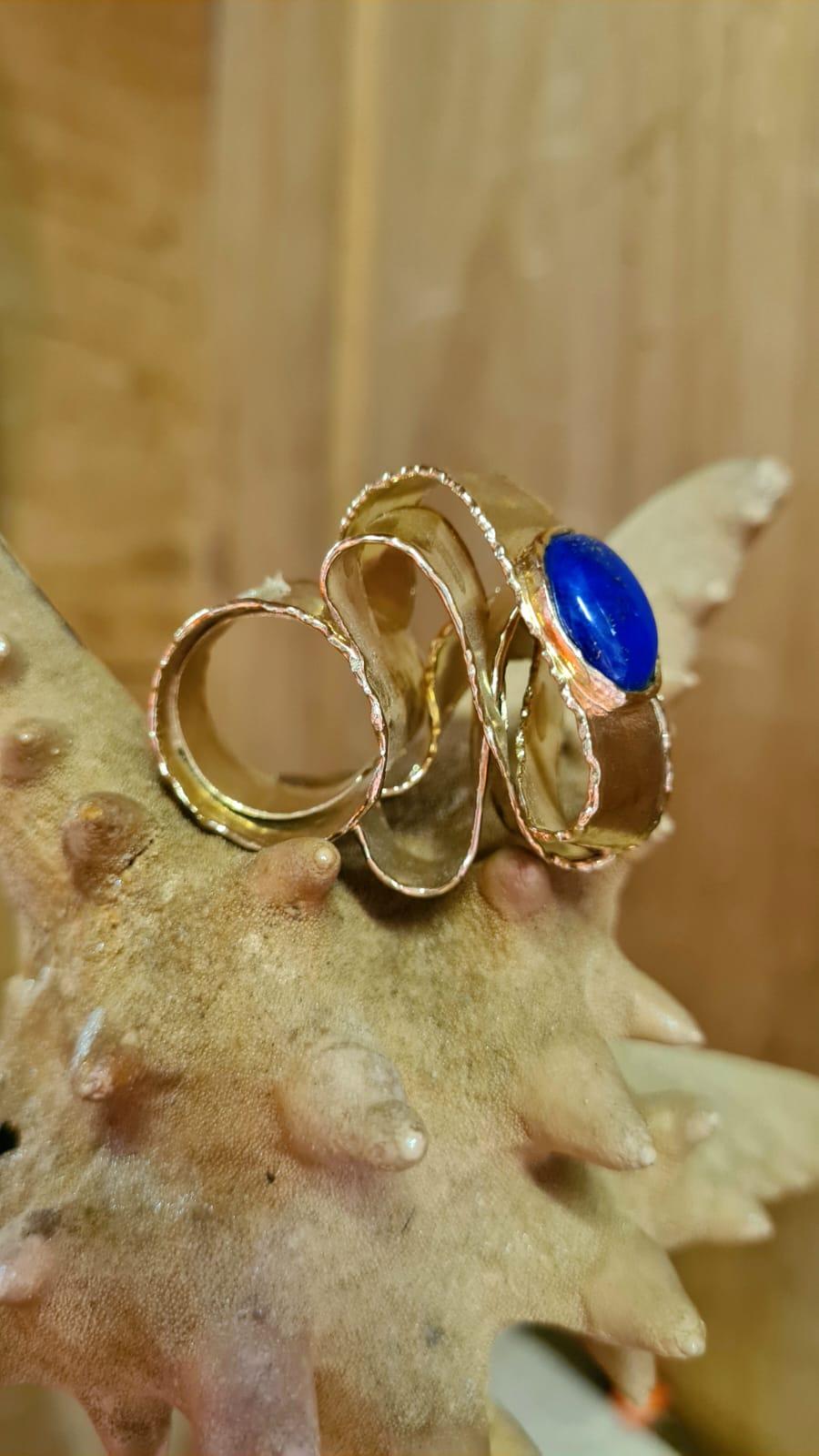 Anello Onda con Lapislazzuli Neuf - En vente à San Salvatore Monferrato, IT