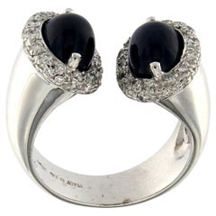 18kt White Gold Ring with Diamonds and Sapphires