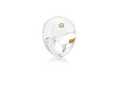 Ring aus vergoldetem Silber, Plexiglas und großen Zirkonen - SOUL* Kollektion