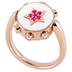Anello REVERSO in oro rosa, titanio, diamanti ct 0.26 e rubini ct 0.09
