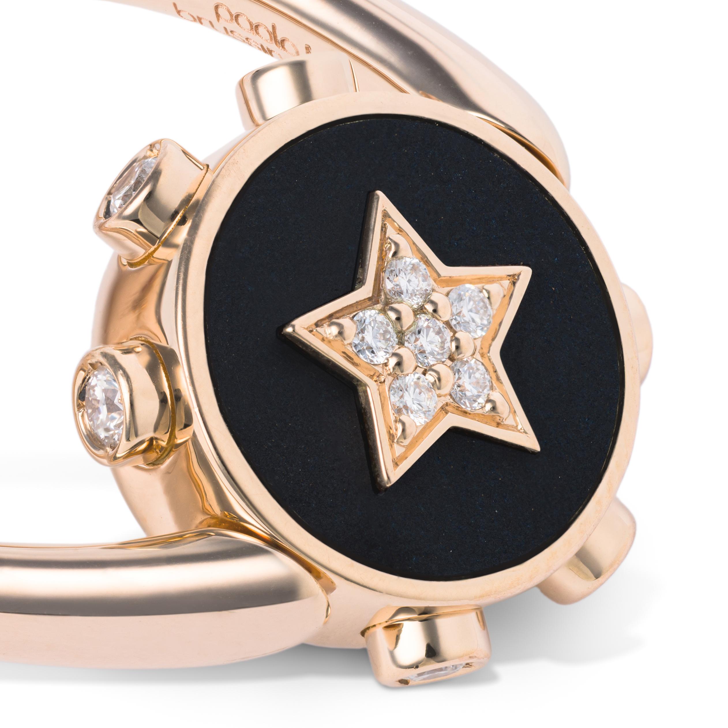 Donna Anello REVERSO in oro rosa, titanio, kogolong, diamanti ct 0.24 e smalto blu. in vendita