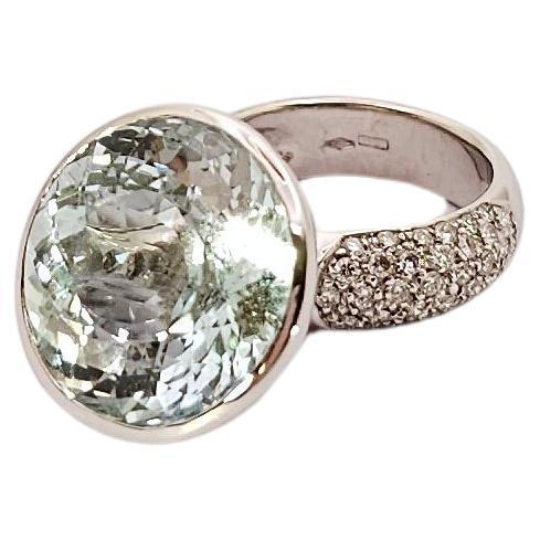 Rinaldo Gavello ring with 18.5 Ct Aquamarine Pendant in White Gold and Diamonds