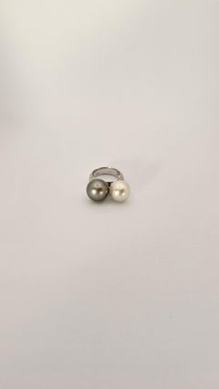 Rinaldo Gavello Ring in White Gold and Diamonds, Tahitian and Australian Pearl