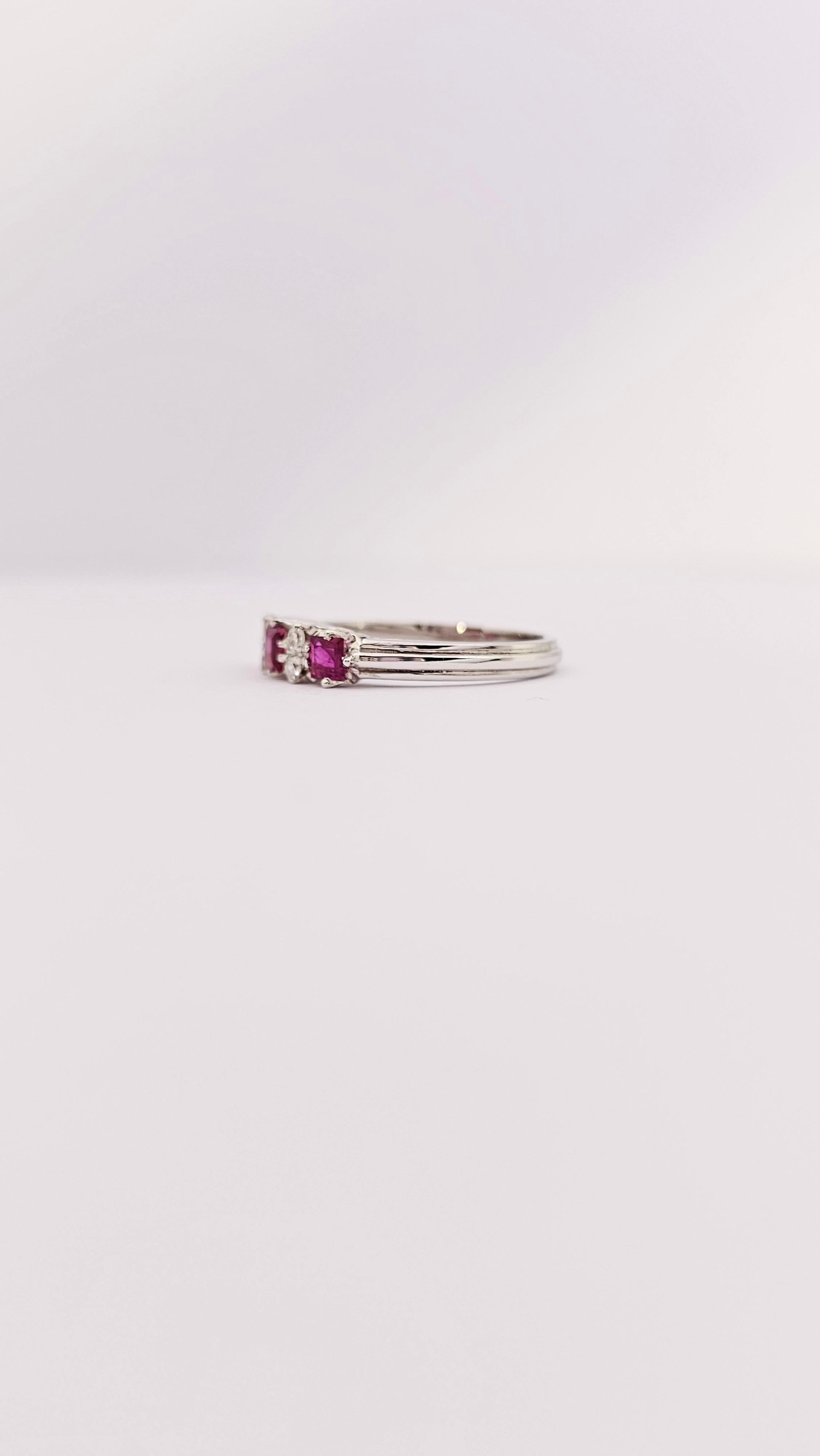 Riviera Ring in White Gold, Carré Rubies and Diamonds In New Condition For Sale In Cattolica, IT
