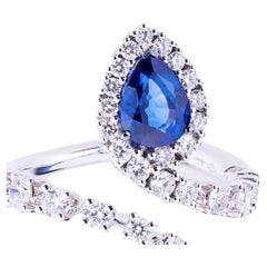 Bague serpent en or blanc 18kt avec saphir bleu 0.95 et diamants 0.89