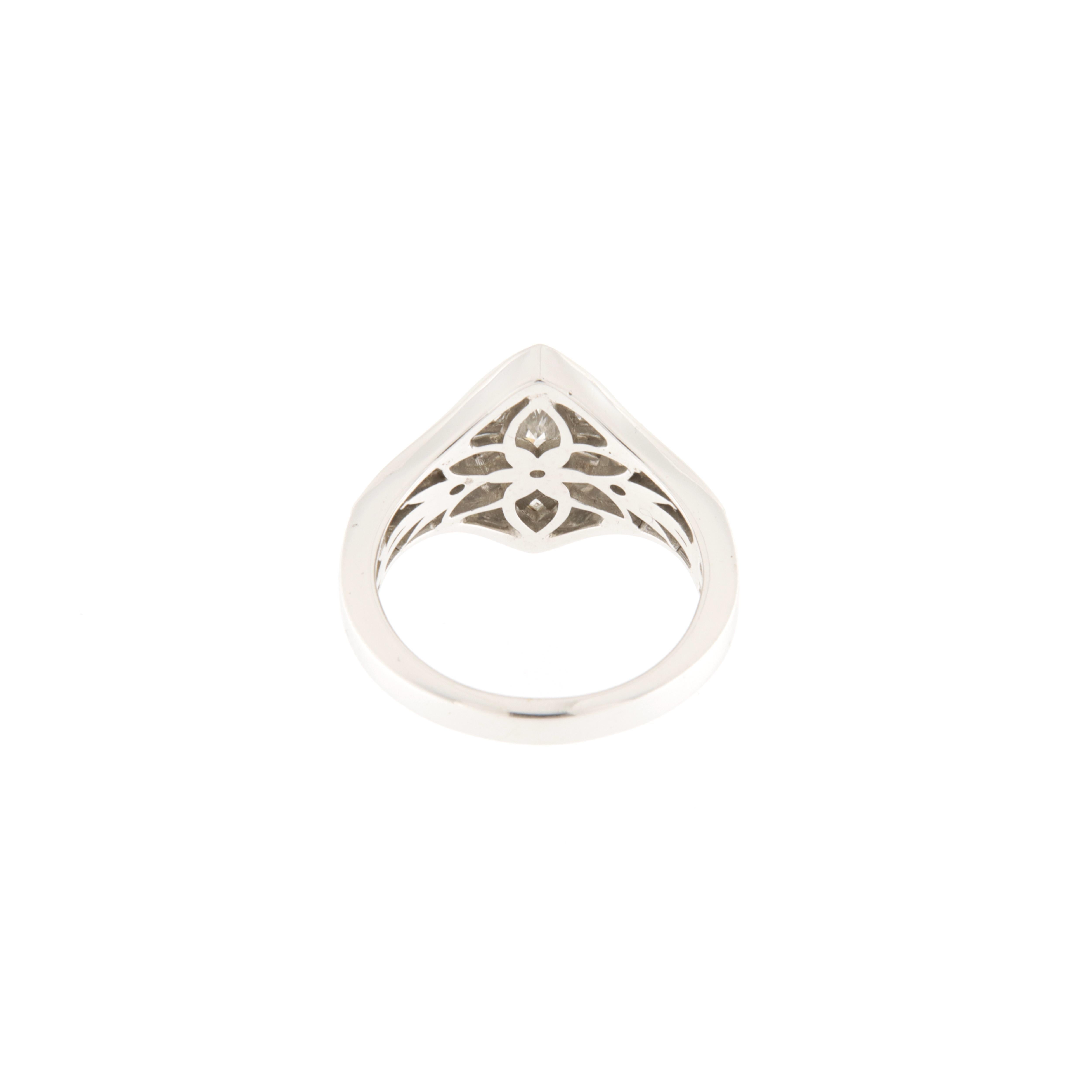 Modern White gold solitaire ring with marquise cut diamond ct.1.07 For Sale