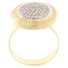 Satin yellow gold patch ring with brilliants ct. 0.42