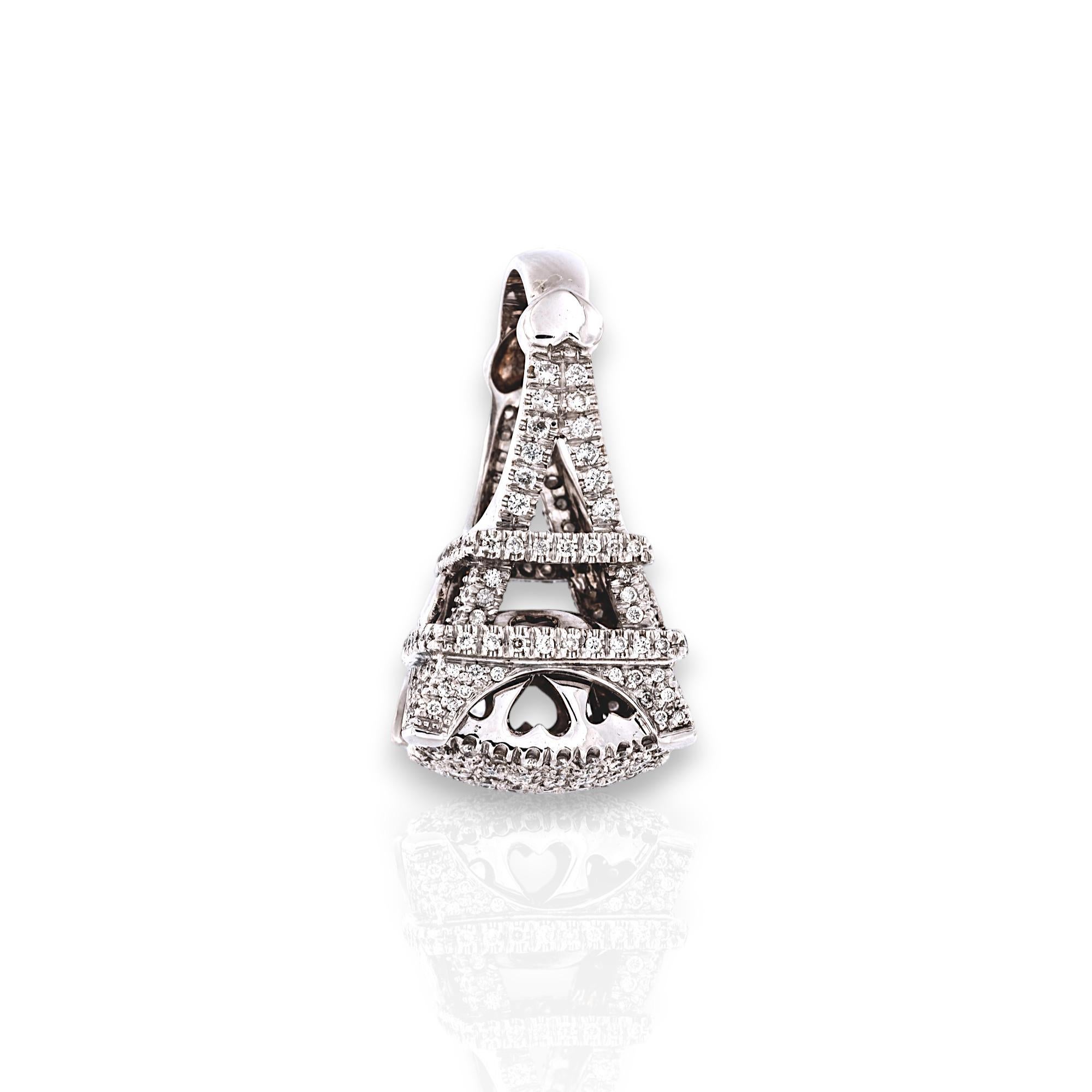 Taille brillant Bague Tour Eiffel en or blanc 18 carats avec 2,28 ct de diamants naturels en vente