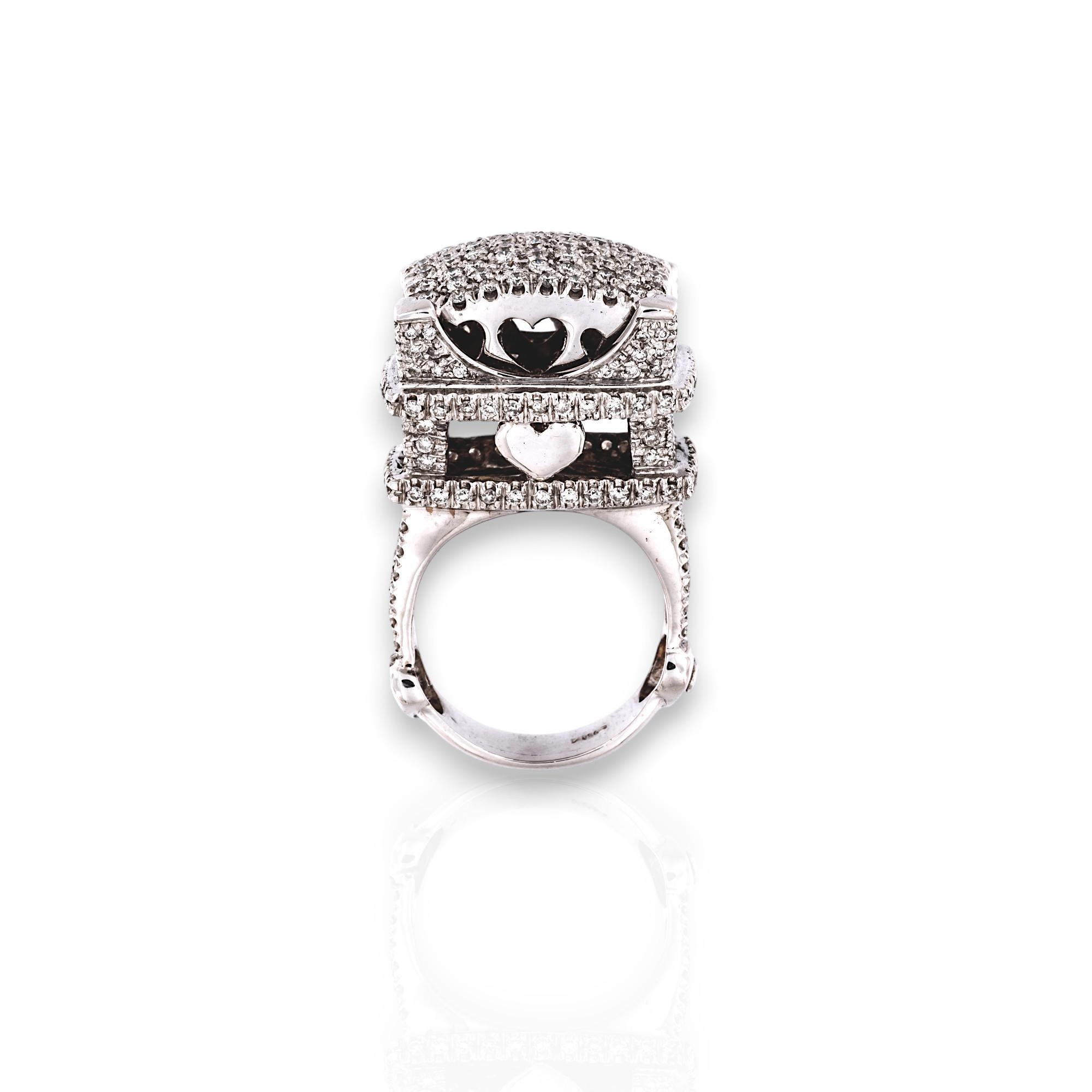 Bague Tour Eiffel en or blanc 18 carats avec 2,28 ct de diamants naturels Neuf - En vente à Vittoria, IT