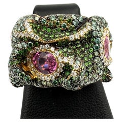 Unique Rosior JM Rosas ring with pink sapphire tsavorite and tourmaline diamonds