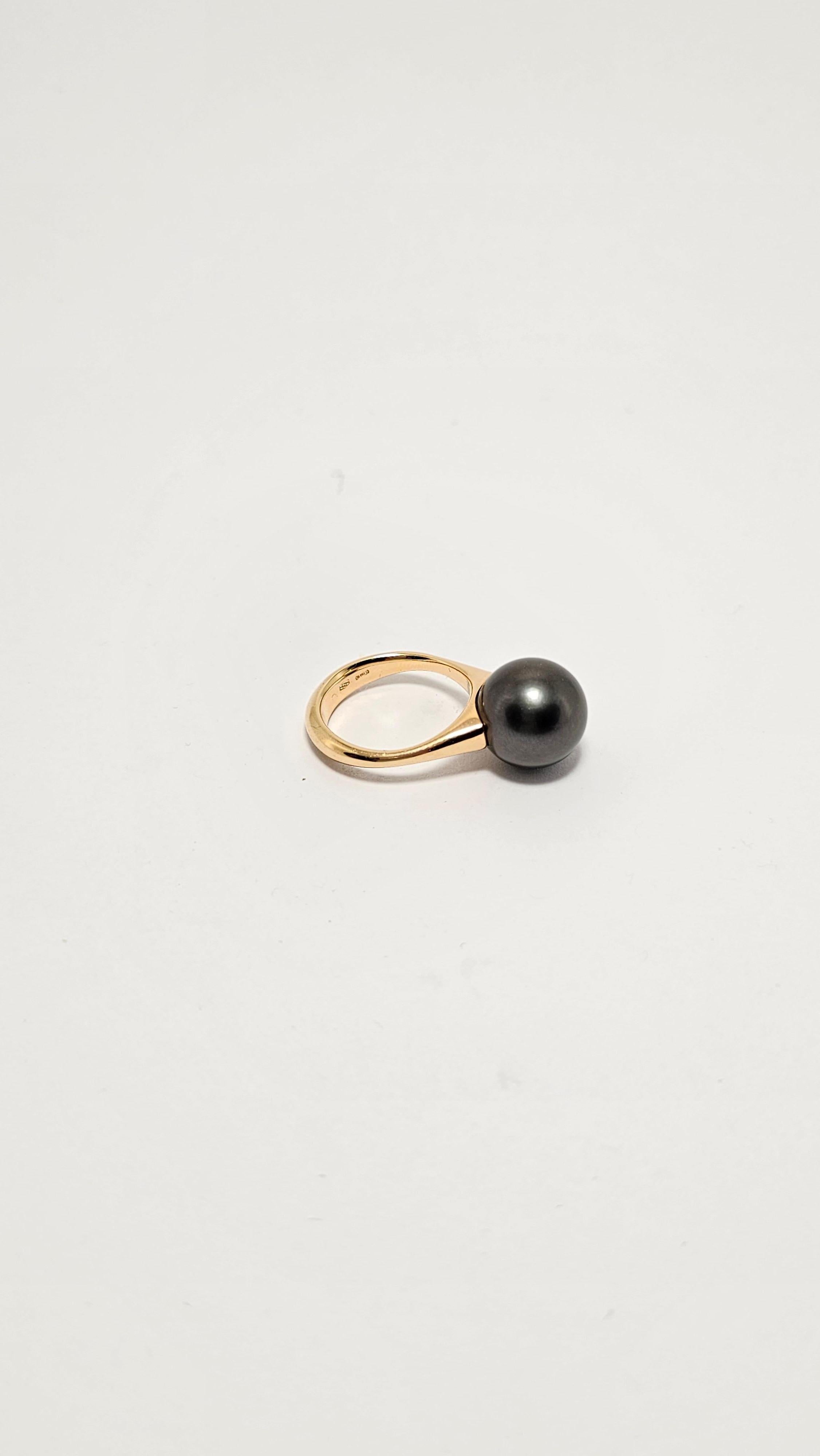 Utopia Ring with Tahitian Pearl Kt 14.91 in 18kt Rose Gold In New Condition For Sale In Cattolica, IT