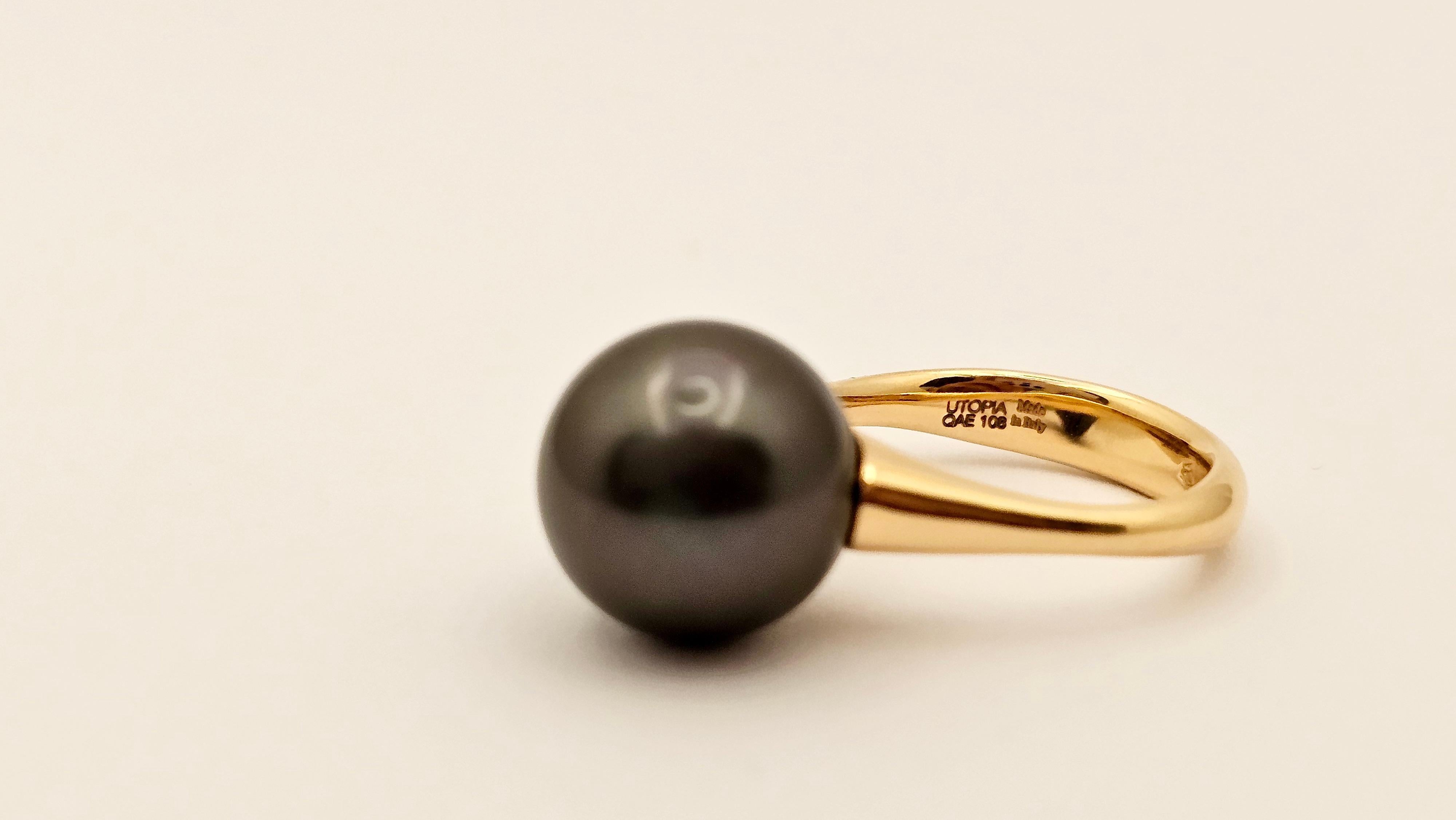 Utopia Ring with Tahitian Pearl Kt 14.91 in 18kt Rose Gold For Sale 2
