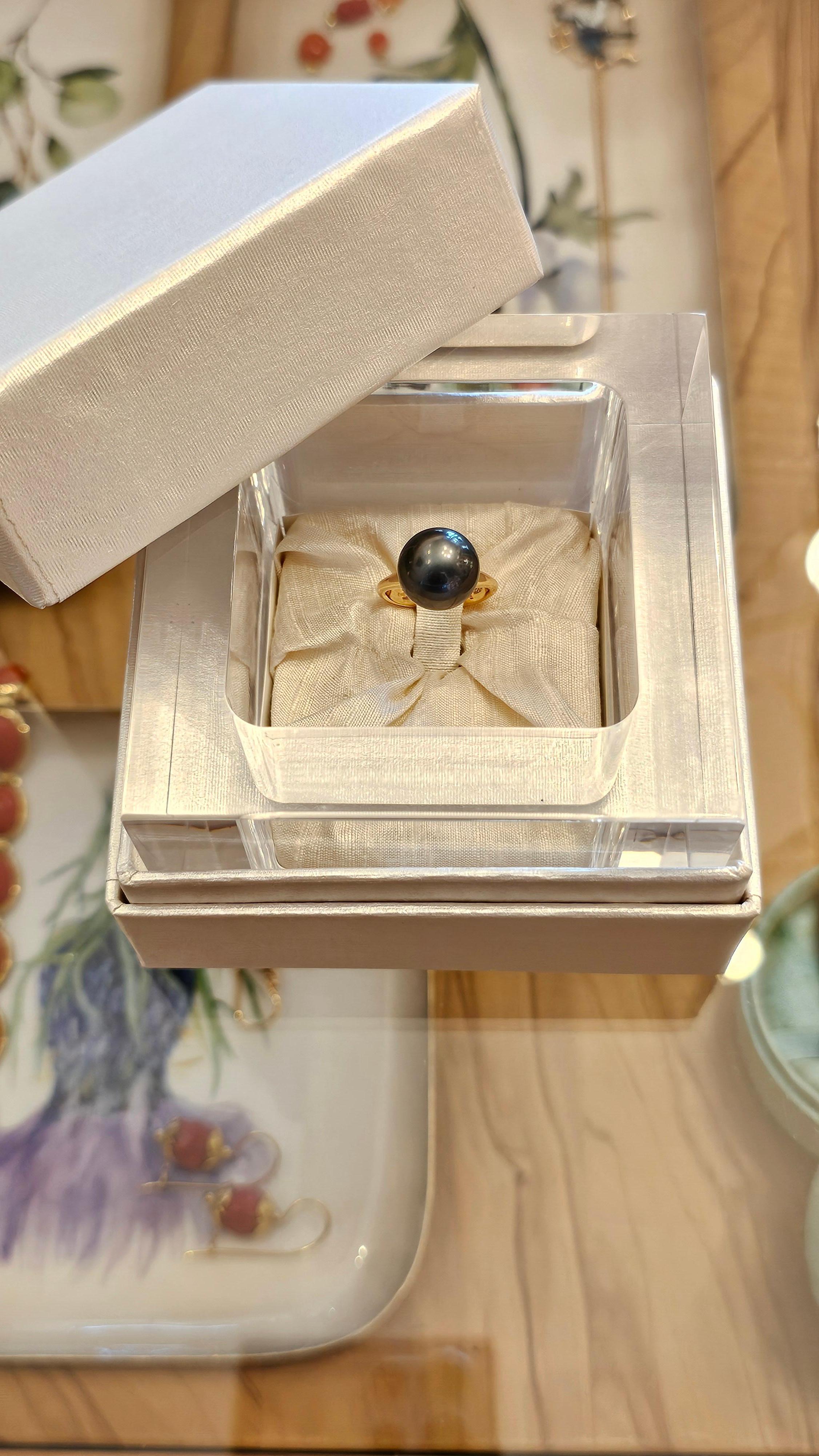 Utopia Ring with Tahitian Pearl Kt 14.91 in 18kt Rose Gold For Sale 3
