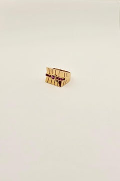 Vintage Dèco Ring in 18 Kt Yellow Gold and Rubies