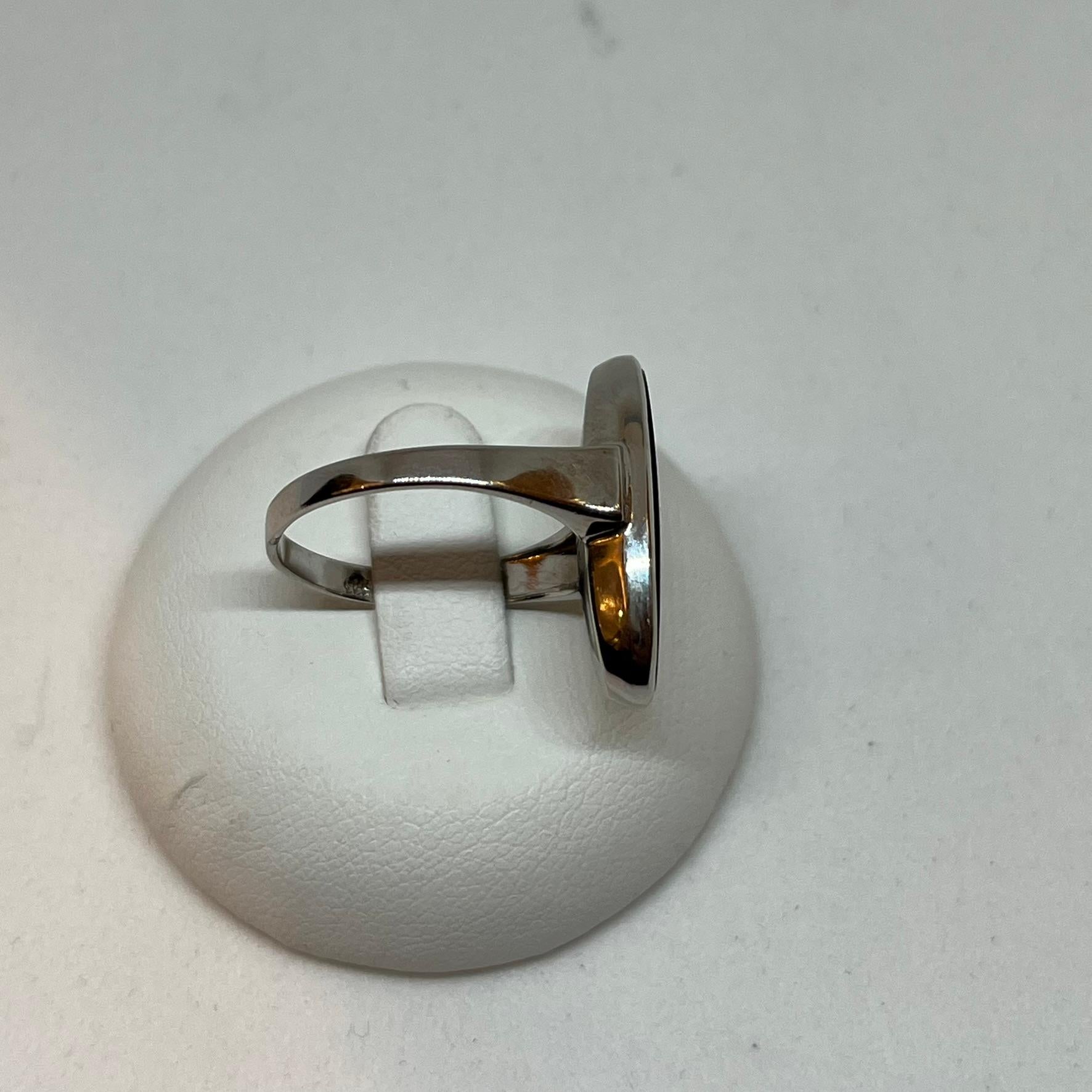 Vintage onyx ring with central diamond In Good Condition For Sale In Abano Terme, IT
