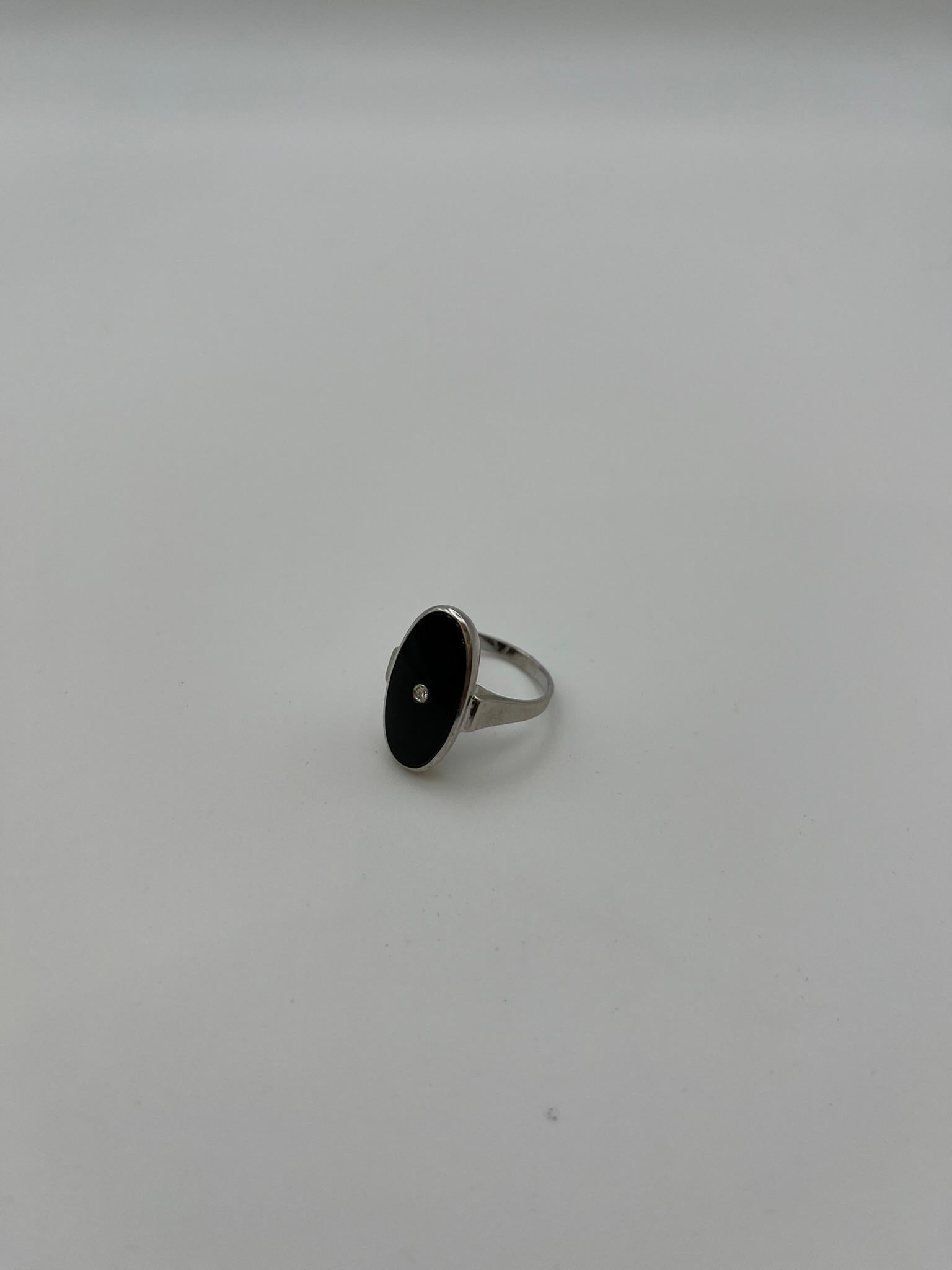 Anello vintage in onice con diamante centrale in vendita 4