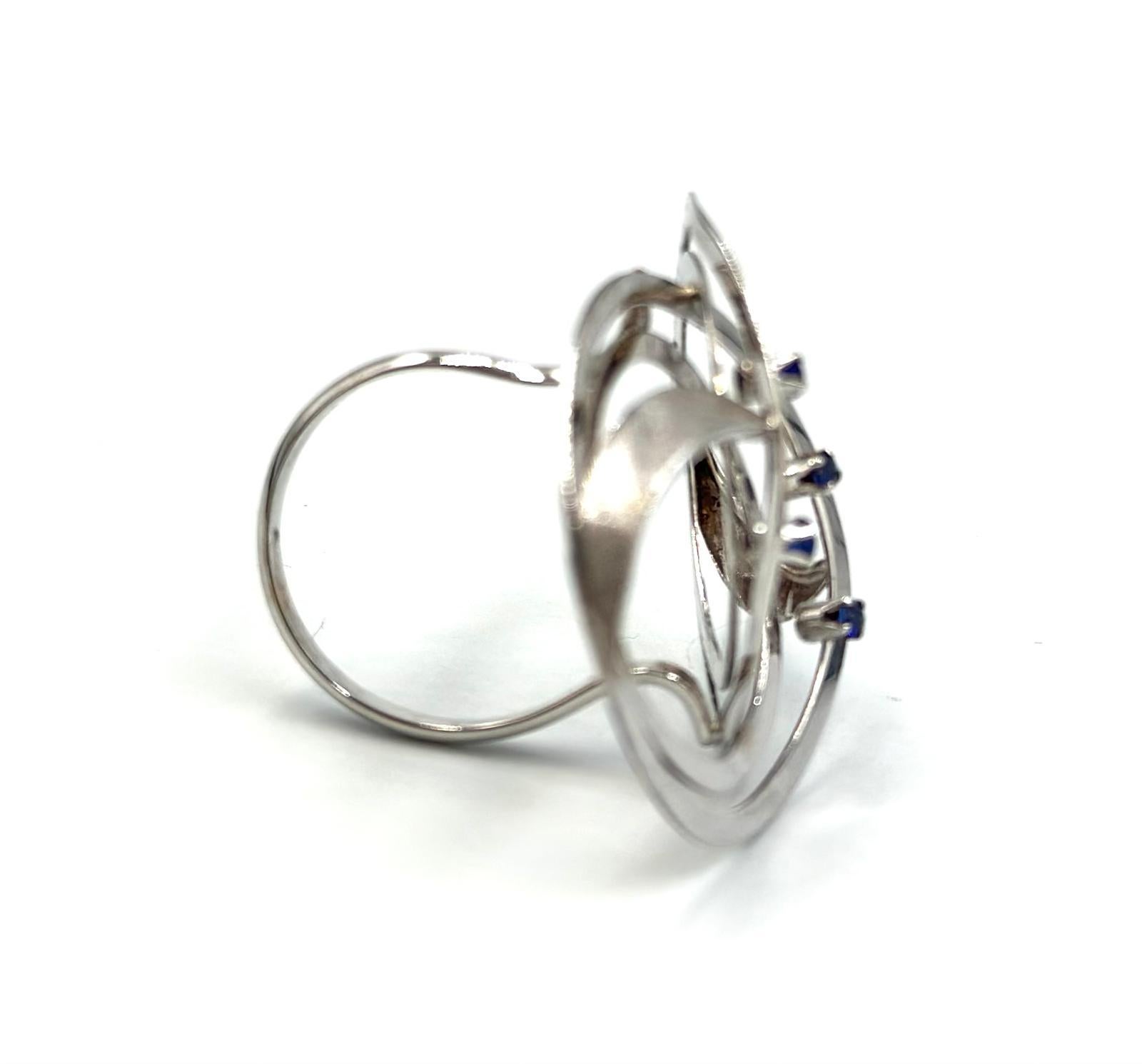 Made in Italy optical style vintage ring in 18k white gold In Good Condition For Sale In Terni, IT