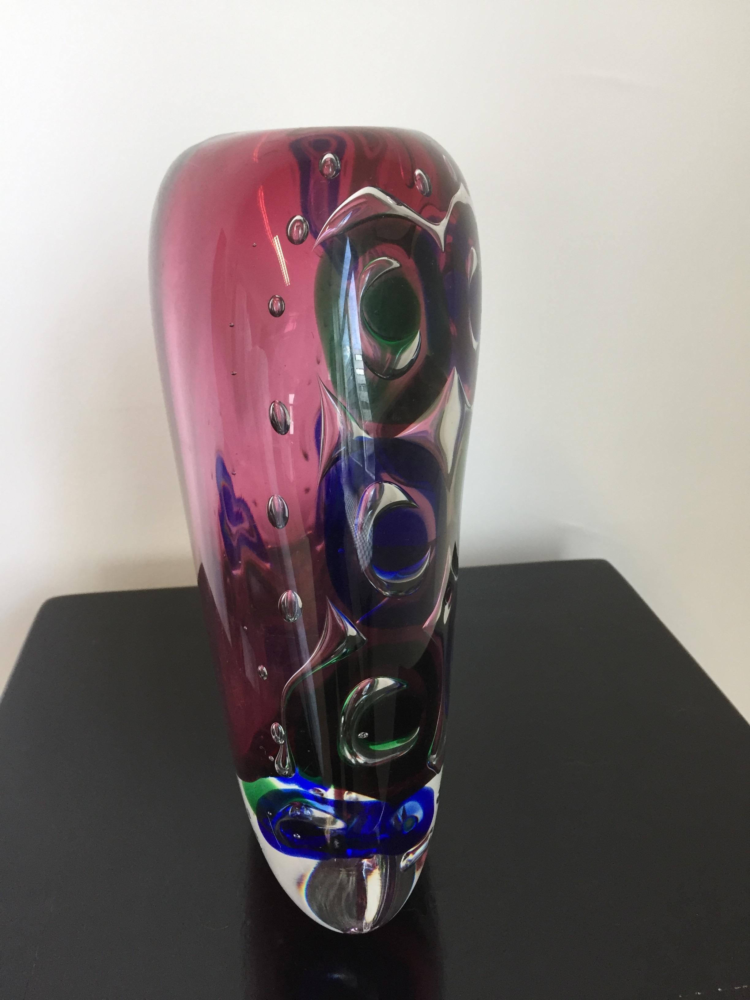 Anelly Vase Murano Crystal by Luigi Onesto Multi-Color Oval Shape In Good Condition For Sale In Hamburg, DE