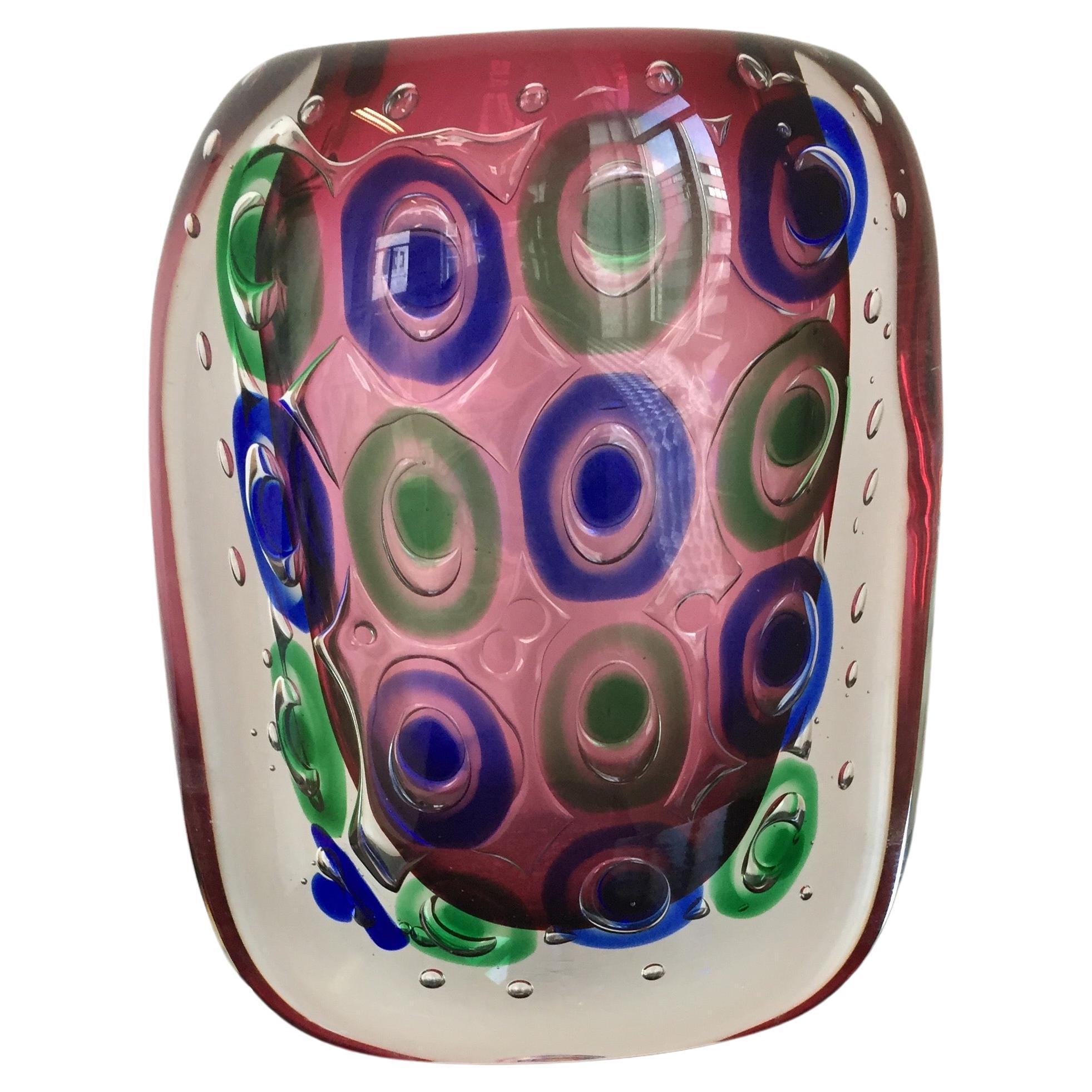 Anelly Vase Murano Kristall von Luigi Onesto Mehrfarbig Oval Form