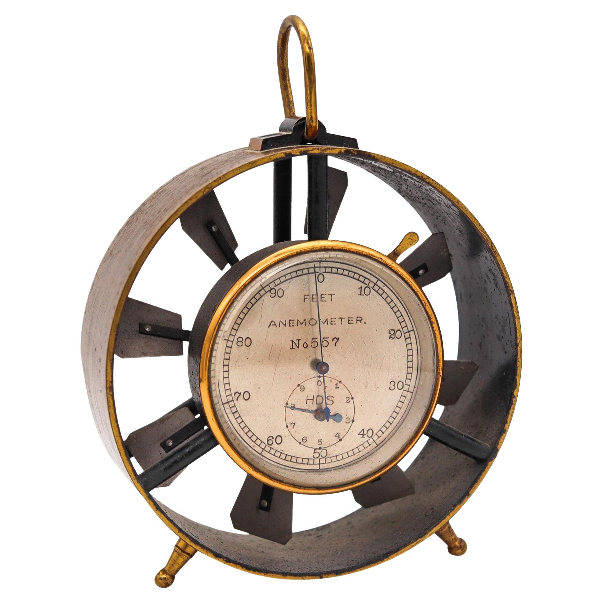 Anemometer 1950 Coal Mining Vintage Science Equipment in Brass and Steel For Sale