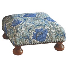 Anemone Blue Green Tapestry Footstool