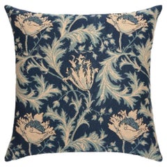 Anemone Blue Silver Regular Cushion with Feather Filler - (18"x18")