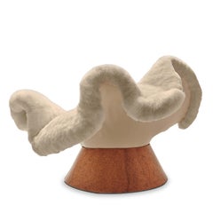 Anemone Contemporary Soft Chair in Alpaca Fur and Wood Veneer by Brandi Howe