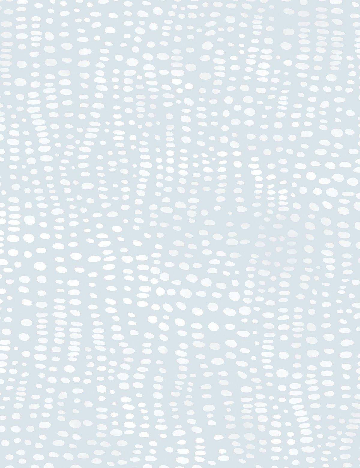 Bohème Papier peint de créateur anémone en zéphyre blanc et bleu pâle en vente