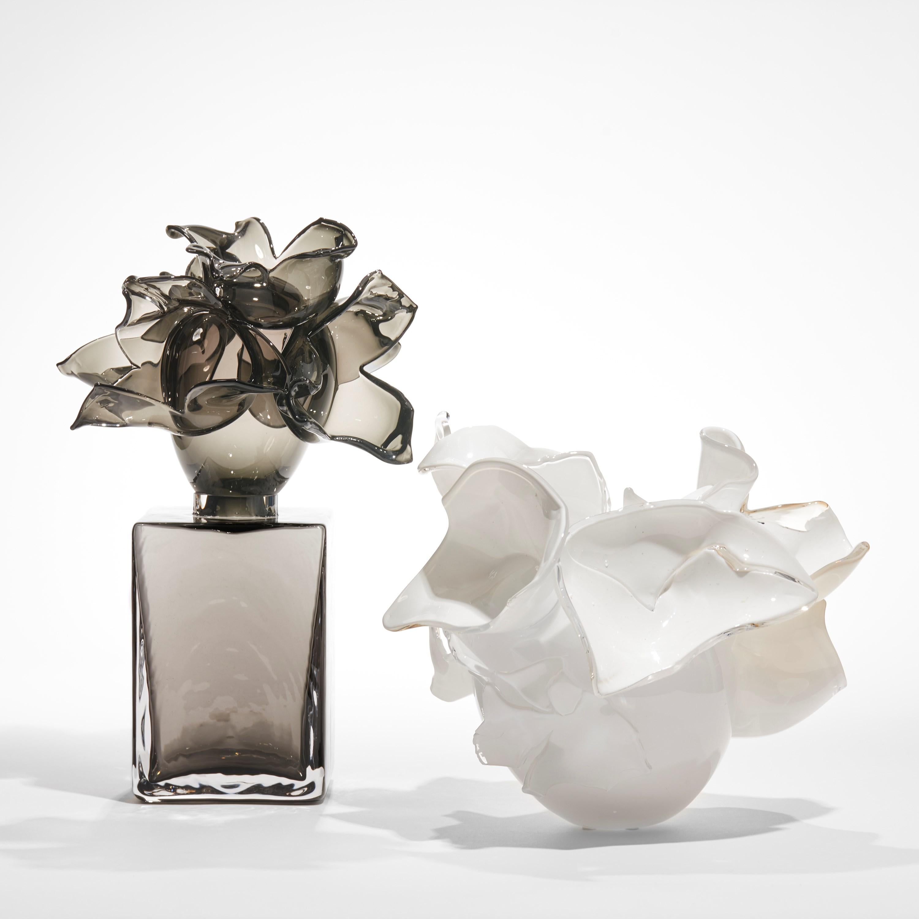 Hand-Crafted Anemone in Grey, a limited edition Sculpted Glass Artwork by Lena Bergström For Sale