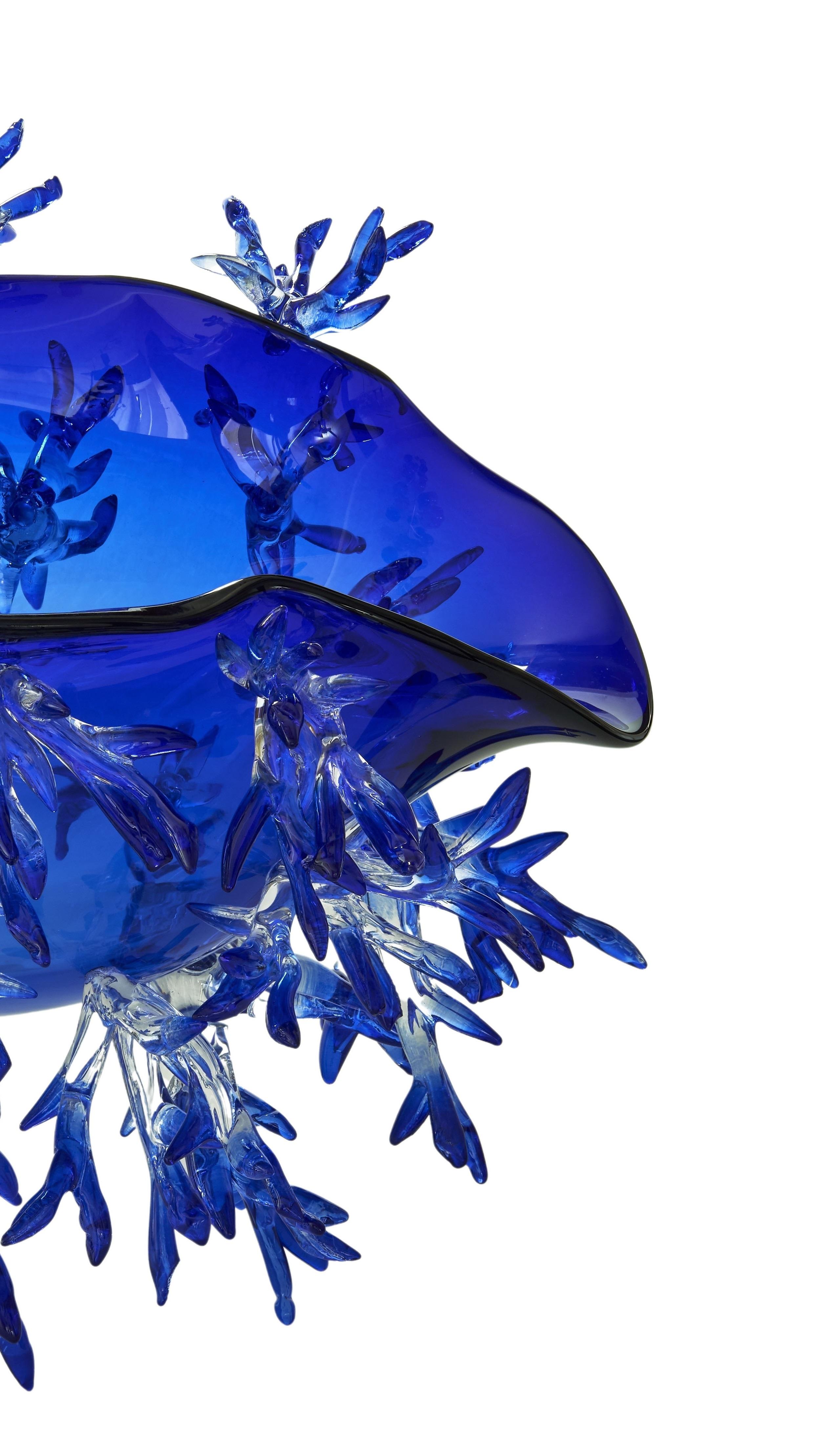 Post-Modern Anemone Shape Ultra Marine Blue Vase by Emilie Lemardeley For Sale