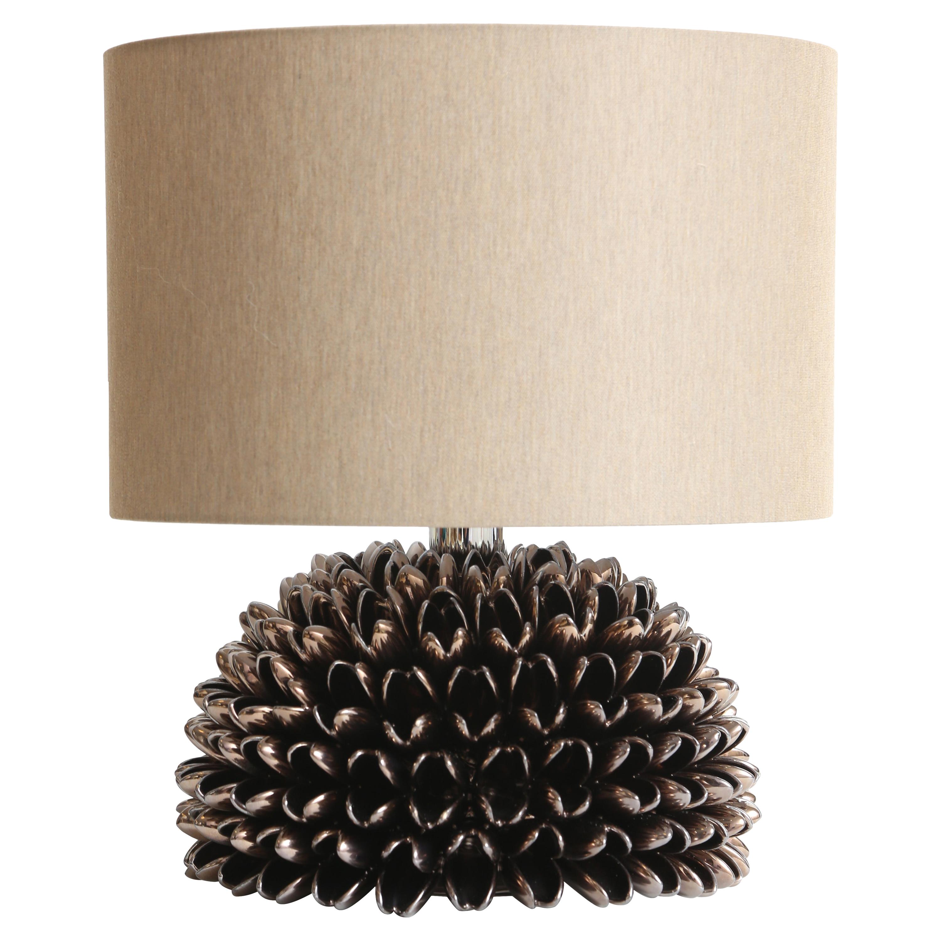 Anemone Table Lamp in Bronze by Riccio Caprese, Made in Italy