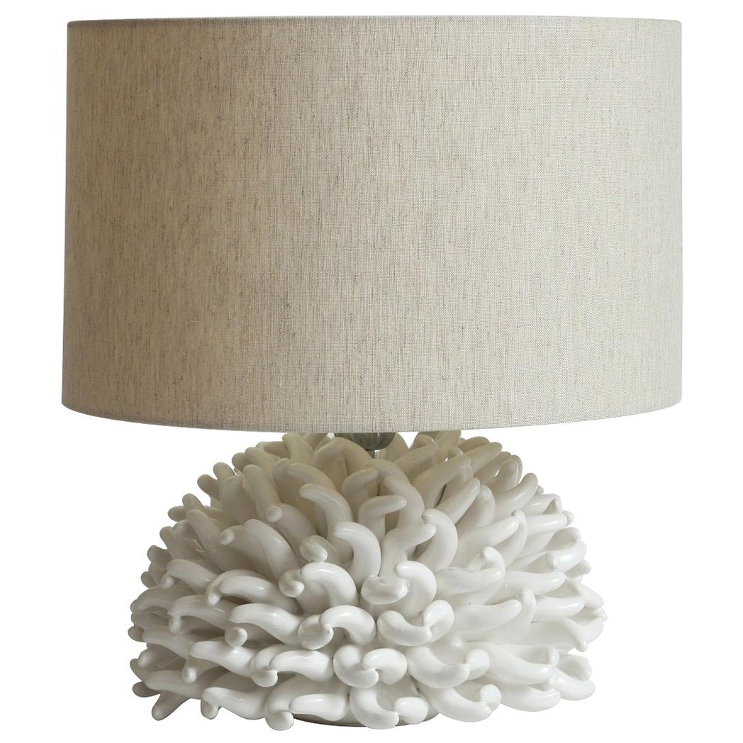 Anemone Table Lamp in White by Riccio Caprese, Made in Italy