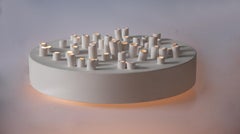 "Anemone" Table Lamp or Wall Lights, Ceramics with Matte White Enamel