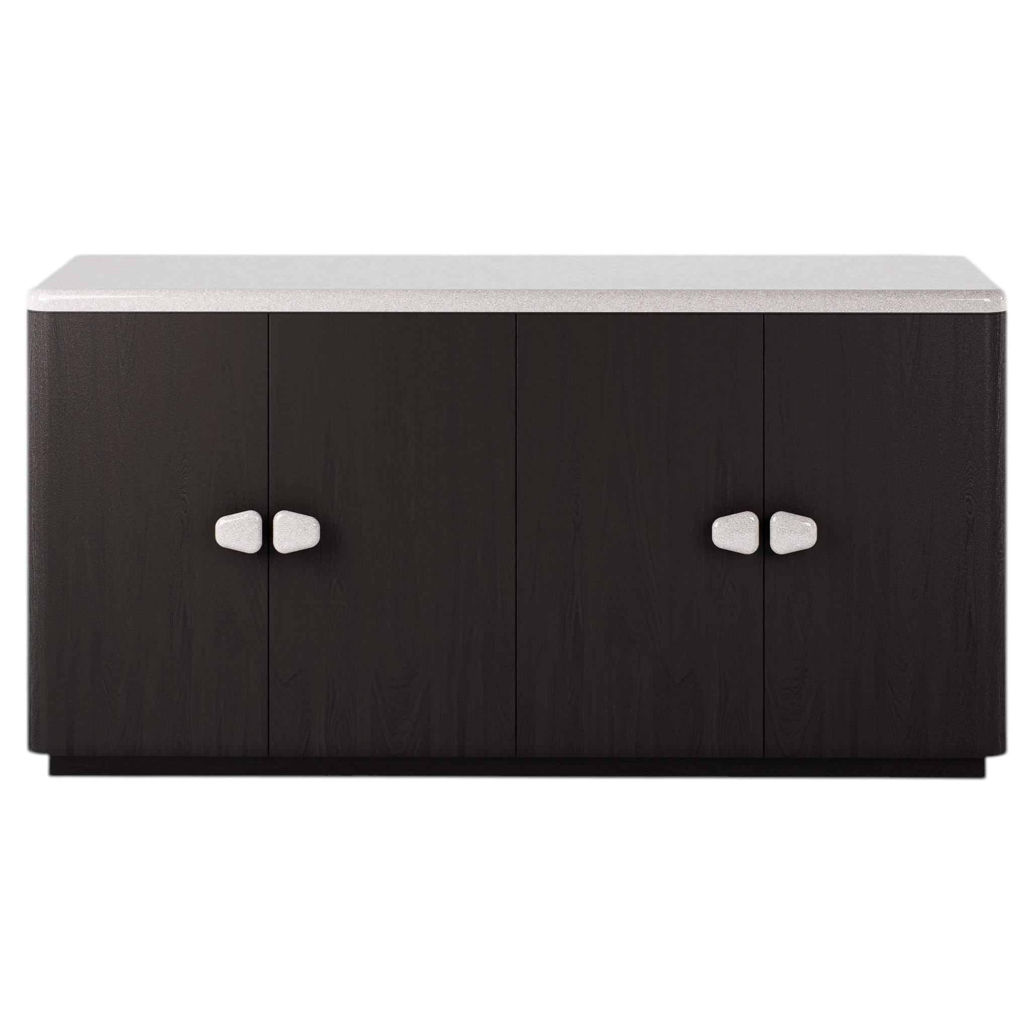 Anemos Large Cabinet in Natural Oak Veneer and Solid Oak by Pendhapa For Sale