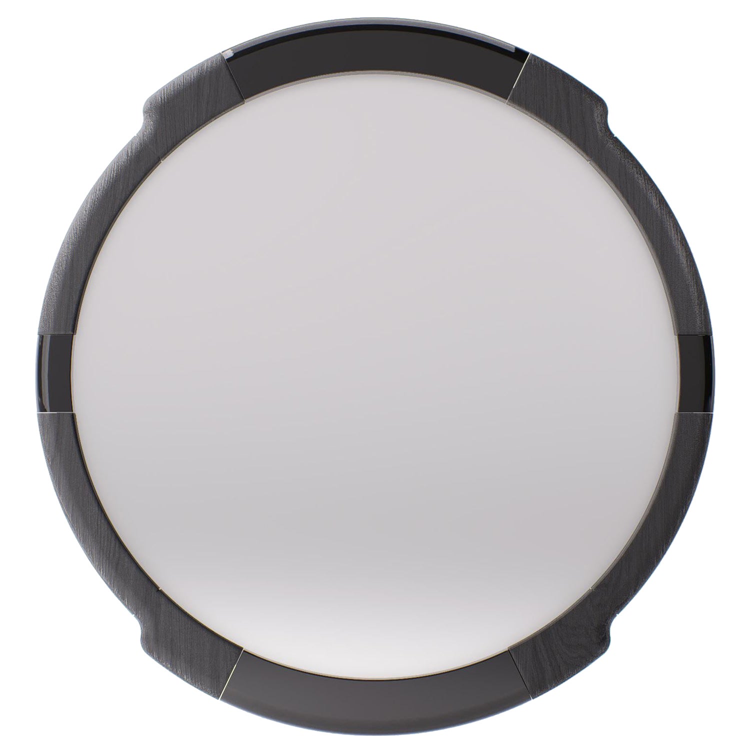 Anemos Round Wall Mirror in Solid Oak with Lacquer by Pendhapa For Sale