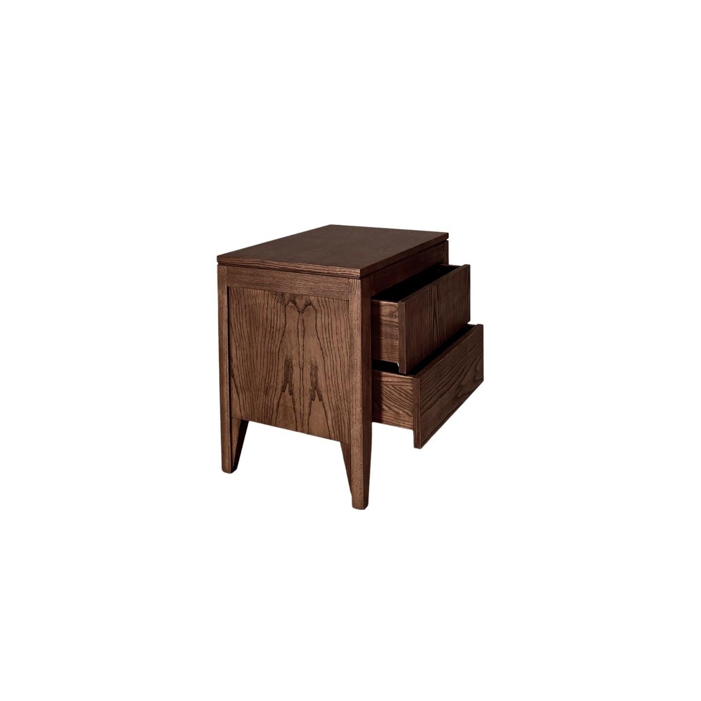 Italian Anerio Bedside Table, Made of Canaletto Walnut Wood For Sale